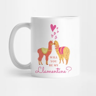 Cute Will You Be My Llamentine Romantic Animal Pun Saying for Valentines Mug